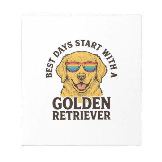 Gouden Retriever T-shirt met Retro Zonnebril Hond  Notitieblok