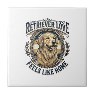 Gouden Retriever Thuiscomfort Vintage Gravure Doe Tegeltje