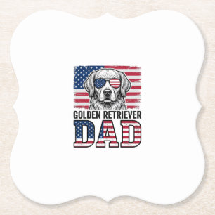 Gouden Retriever Vader Patriottisch Vintage Hond S Kartonnen Onderzetters