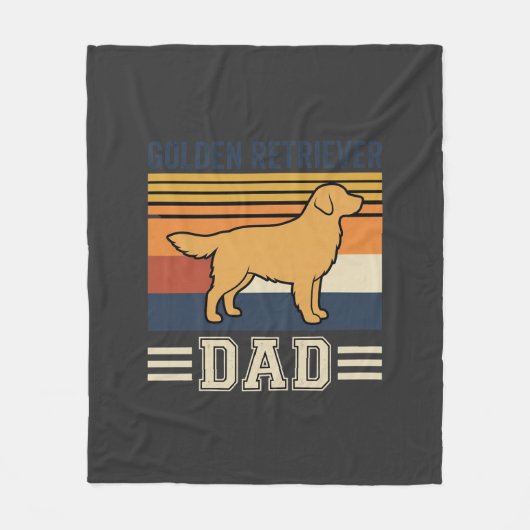 Gouden Retriever Vader Retro Hond Fleece Deken (Voorkant)