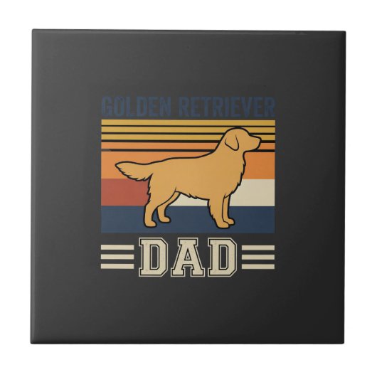 Gouden Retriever Vader Retro Hond Tegeltje (Voorkant)