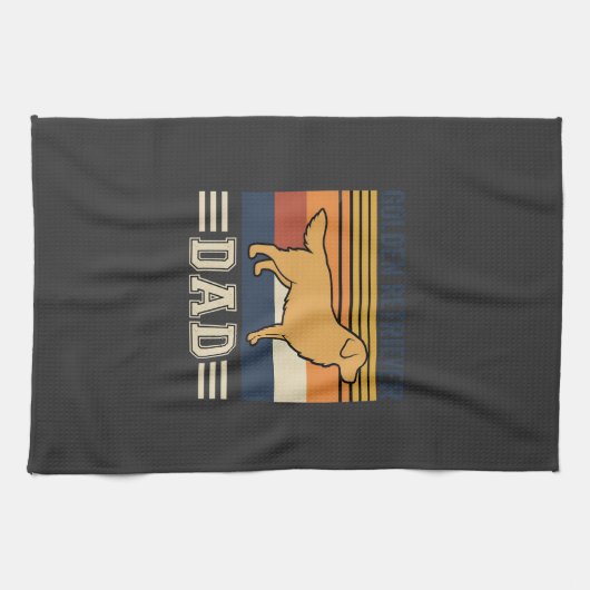 Gouden Retriever Vader Retro Hond Theedoek (Horizontaal)