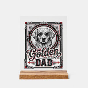 Gouden Retriever Vader Vintage Gravure Ontwerp_1 Acryl Bord