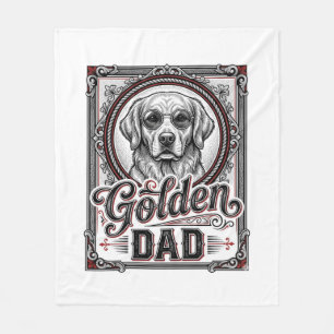 Gouden Retriever Vader Vintage Gravure Ontwerp_1 Fleece Deken