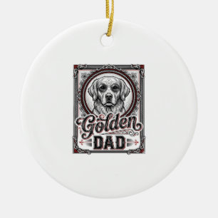 Gouden Retriever Vader Vintage Gravure Ontwerp_1 Keramisch Ornament