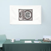 Gouden Retriever Vader Vintage Gravure Ontwerp_1 Spandoek (Beurs)