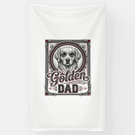 Gouden Retriever Vader Vintage Gravure Ontwerp_1 Spandoek (Verticaal)