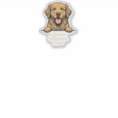 Gouden Retriever Vader Vintage Gravure Sticker (Voorkant)