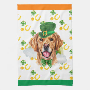 Gouden Retriever Vakantie Huis Decoratie St. Patri Theedoek