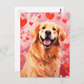 Gouden Retriever Valentijnsdag Briefkaart (Voorkant / Achterkant)