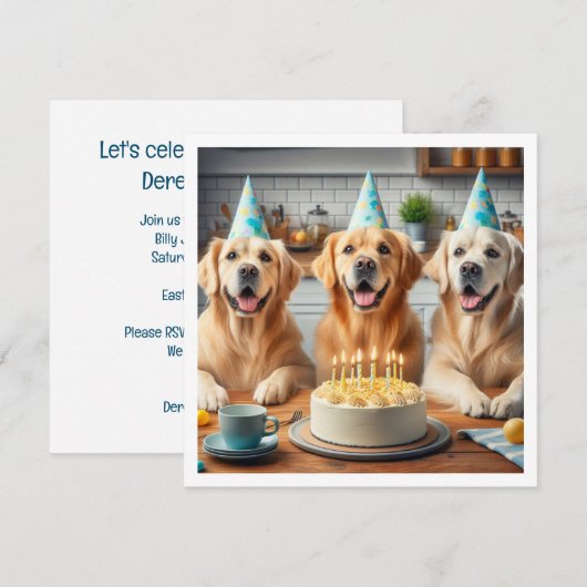 Gouden retriever verjaardagskaart, Hond verjaardag Kaart (Voorkant / Achterkant)