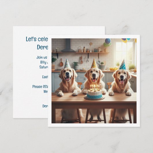 Gouden retriever verjaardagskaart, Hond verjaardag Kaart (Voorkant / Achterkant)