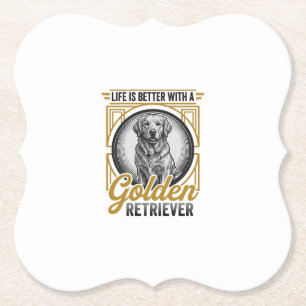 Gouden Retriever Vintage Gravure Hond Liefhebber S Kartonnen Onderzetters