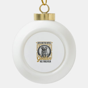Gouden Retriever Vintage Gravure Hond Liefhebber S Keramische Bal Ornament