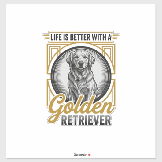 Gouden Retriever Vintage Gravure Hond Liefhebber S Sticker (Vel)
