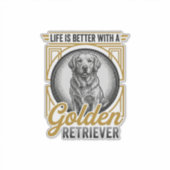 Gouden Retriever Vintage Gravure Hond Liefhebber S Sticker (Voorkant)