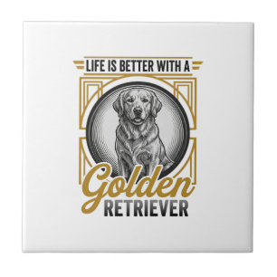 Gouden Retriever Vintage Gravure Hond Liefhebber S Tegeltje
