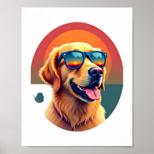 Gouden Retriever voor kinderen jongens meisjes zon Poster