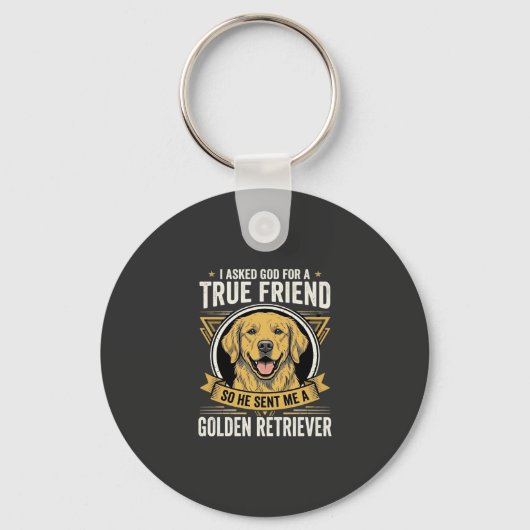 Gouden Retriever Ware Vriend Hond Sleutelhanger (Voorkant)