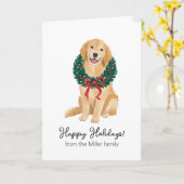 Gouden Retriever Waterverf Kerstkaart Kaart (Gele Bloem)