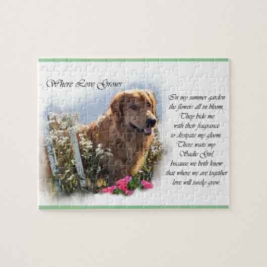 Gouden Retriever Zomer Tuin Legpuzzel (Horizontaal)