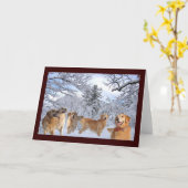 Gouden Retrievers in het Wenskaart van de Sneeuw Kaart (Gele Bloem)