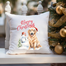 GOUDEN RETRIVER HOND SANTA HAT VROLIJK KERSTMIS KUSSEN