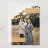 Gouden Retro Boho minimalistisch familieportret Feestdagenkaart (Voorkant)