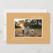 Gouden Retro Boho minimalistische foto en brief Feestdagenkaart (Voorkant)