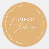 Gouden Retro Boho minimalistische kerstenvelopzege Ronde Sticker (Voorkant)