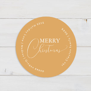 Gouden Retro Boho minimalistische kerstenvelopzege Ronde Sticker