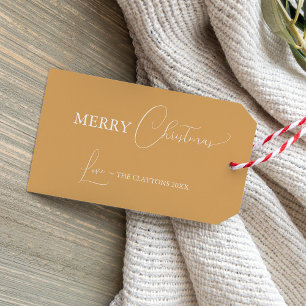 Gouden Retro Boho Minimalistische Kerstmis Cadeaulabel