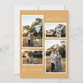 Gouden Retro Boho Minimalistische Vier Fotocollage Feestdagenkaart (Voorkant)
