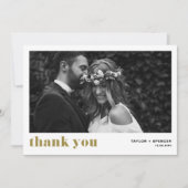 Gouden Retro Bold Typografie Fotobruiloft Bedankkaart (Voorkant)