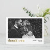 Gouden Retro Bold Typografie Fotobruiloft Bedankkaart (Staand voorkant)