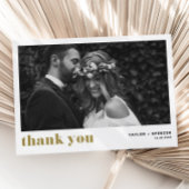 Gouden Retro Bold Typografie Fotobruiloft Bedankkaart