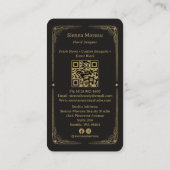 Gouden Retro Celestial Tarot Bloemist QR Code Visitekaartje (Achterkant)