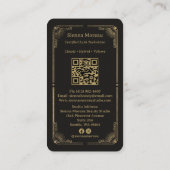 Gouden Retro Celestial Tarot Wimperstylist QR Code Visitekaartje (Achterkant)
