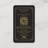 Gouden Retro Celestiale Tarot Kapsalon QR Code Visitekaartje (Achterkant)
