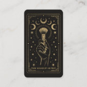 Gouden Retro Celestiale Tarot Make-up QR-code Visitekaartje (Voorkant)