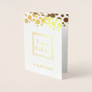 Gouden retro confetti - Happy Birthday Folie Kaarten