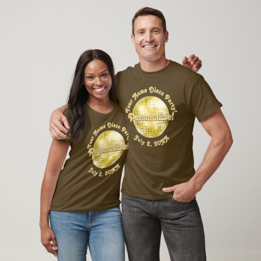 Gouden Retro Disco Bal PERSONALIZED T-Shirt (Unisex)