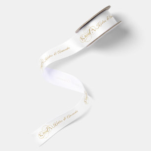 Gouden Retro-EN- Aangepaste Namen en Monogrammen Satijnen Lint
