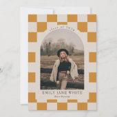 Gouden Retro geruit Arch Classic Photo Afstuderen Kaart (Voorkant)