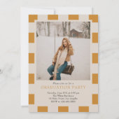 Gouden Retro geruit Arch Classic Photo Afstuderen Kaart (Achterkant)