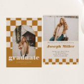 Gouden Retro geruite boog foto Afstuderen Kaart