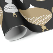 Gouden Retro Kerst Decoratieve Bal Cadeaupapier (Rol Hoek)