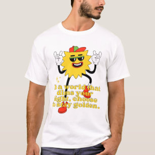 Gouden Retro T-Shirt - Positieve Vibes 70s Vin