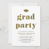 Gouden Retro Vette Typografie Graduation Party Kaart (Voorkant)