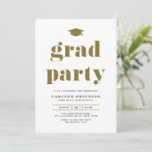 Gouden Retro Vette Typografie Graduation Party Kaart (Staand voorkant)